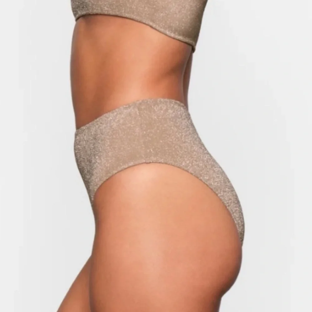 Skims Glitter Swim Mis Waist Bikini Bottoms Sienna Size XXS